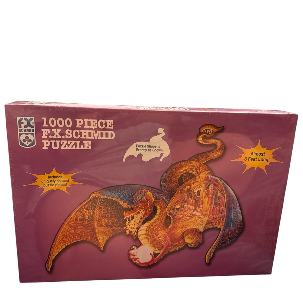NEW FX SCHMID 1000 Piece FIRE DRAGON SHAPED PUZZLE Vintage Sealed In Box